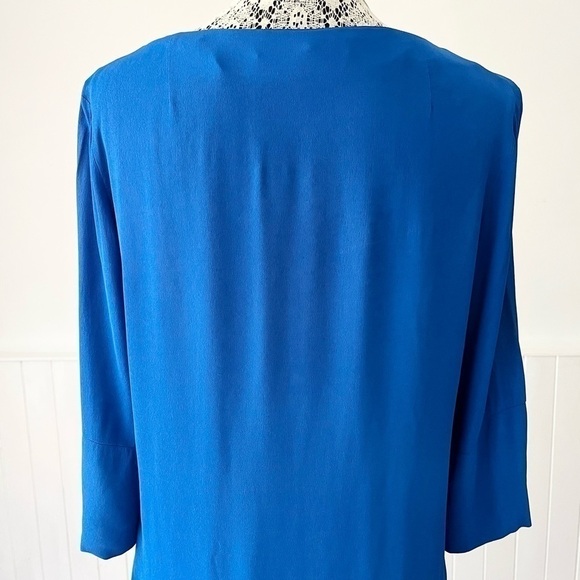 Zara Woman Royal Blue Boat Neck 3/4 Sleeve High Low Tunic Top Size L - Picture 8 of 13